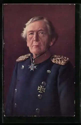 Künstler-AK Heerführer Generalfeldmarschall von Haeseler, mit Eisernem Kreuz geschmückt