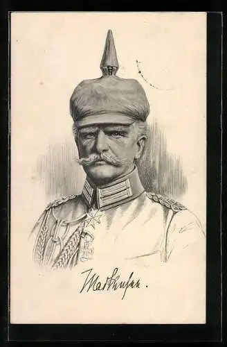 AK Portrait von Generalfeldmarschall von Mackensen in Uniform m. Eisernen Kreuz u. Pickelhaube