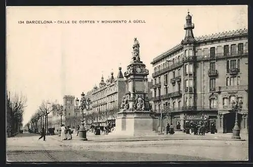 AK Barcelona, Calle de Cortes y Monumento á Güell