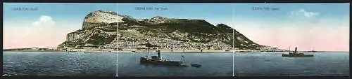 Klapp-AK Gibraltar, Ortsansicht mit Meer und Schiffen