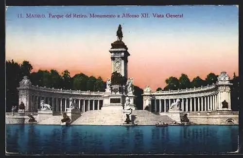 AK Madrid, Parque del Retiro, Monumento a Alfonso XII, Vista General