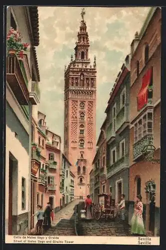 Lithographie Sevilla, Calle de Mateo Gago y Giralda