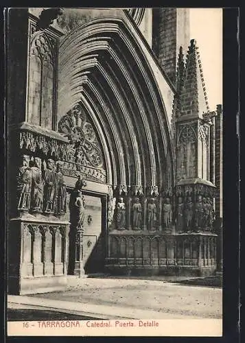 AK Tarragona, Catedral, Puerta, Detalle