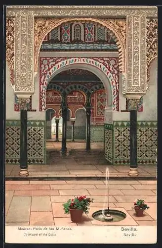 Lithographie Sevilla, Alcazar-Patio de las Munecas