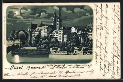 Lithographie Basel, Teilansicht mit Münster