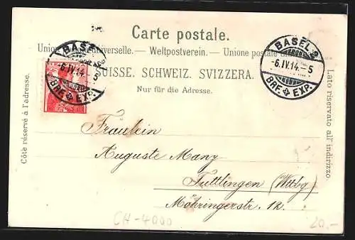 Lithographie Basel, Teilansicht mit Münster