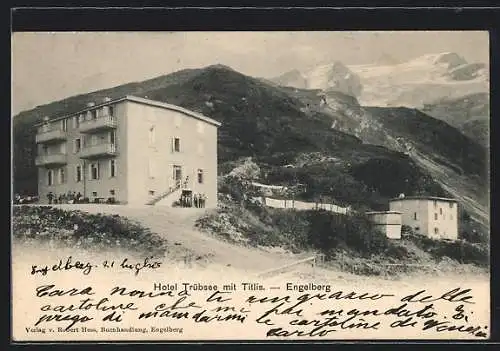 AK Engelberg, Hotel Trübsee mit Blick auf den Titlis