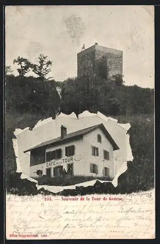 AK Bourg-en-Lavaux, La Tour de Gourze, Café de la Tour, um 1900