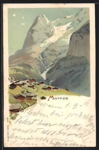 Künstler-AK Mürren, Blick auf den Ort