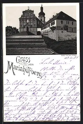 Lithographie Amberg, Kirche Mariahilfberg