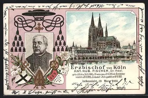 Lithographie Köln, Dom, Erzbischof Ant. Hub. Fischer