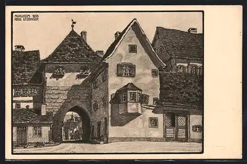 Künstler-AK Mühlheim a. Donau /Württ., Ortspartie