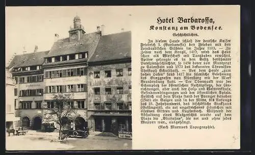 AK Konstanz am Bodensee, Blick zum Hotel Barbarossa