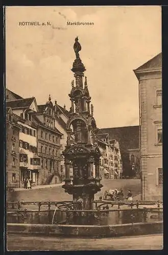 AK Rottweil a. N., Marktbrunnen und Strassenpartie