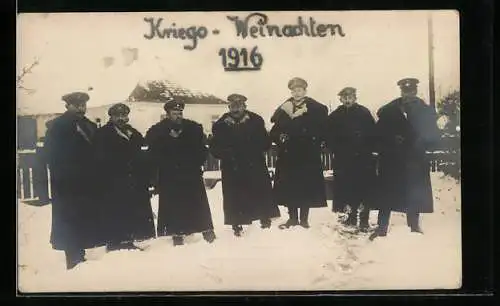 Foto-AK Kriegs-Weihnachten 1916, Soldatengruppe
