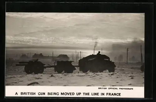 AK A British Gun Being Moved Up the Line in France