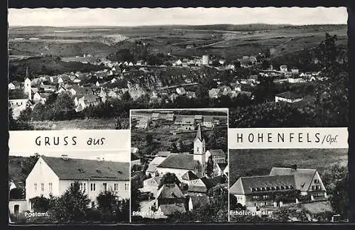 AK Hohenfels / Opf., Postamt, Pfarrkirche, Erholungsheim, Ortspanorama