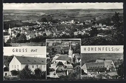 AK Hohenfels / Opf., Postamt, Pfarrkirche, Erholungsheim, Ortspanorama