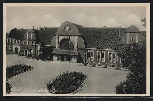 AK Quakenbrück, Hauptbahnhof mit Anlagen auf dem Vorplatz
