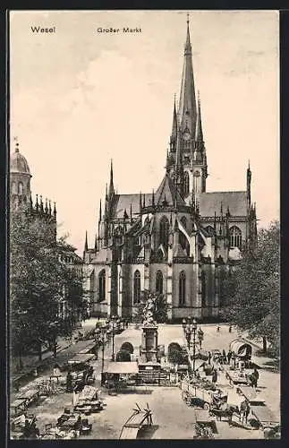 AK Wesel / Rhein, Grosser Markt & Kirche