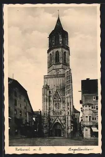 AK Rottweil, Kapellenturm vom Platz aus gesehen