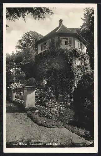 AK Insel Mainau, Partie am Gärtnerturm