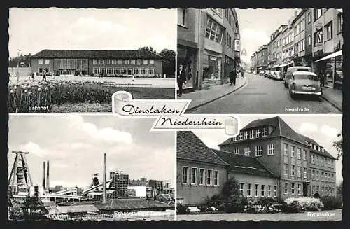 AK Dinslaken, Kohle-Zeche Lohberg, Burgtheater, Bahnhof