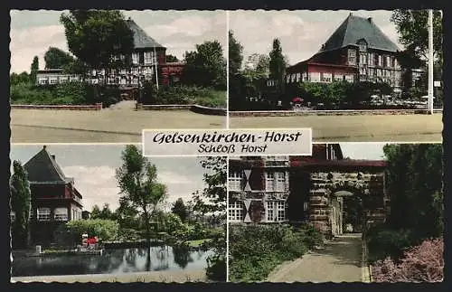 AK Gelsenkirchen-Horst, Schloss Horst, Tor, Uferpartie