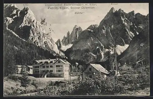 AK Fischleinboden /Sextner Dolomiten, Hotel mit Elfer, Zwölfer und Einser