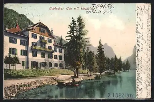 AK Toblach, Toblacher See mit Seehotel