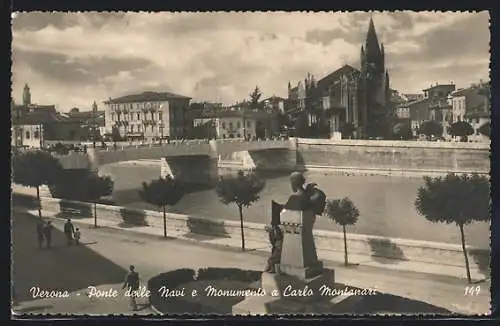 AK Verona, Ponte delle Navi e Monumento a Carlo Montanari
