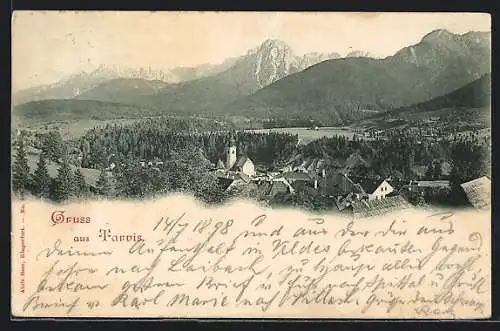 AK Tarvis, Ortsansicht mit Bergpanorama