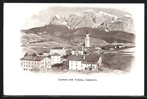 AK Cortina, Ortsansicht mit Tofana, Ampezzo