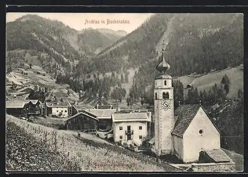 AK Andraz in Buchenstein, Ortsansicht mit Kirche