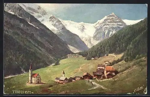 AK Trafoi, Das Dorf gegen das Gebirge
