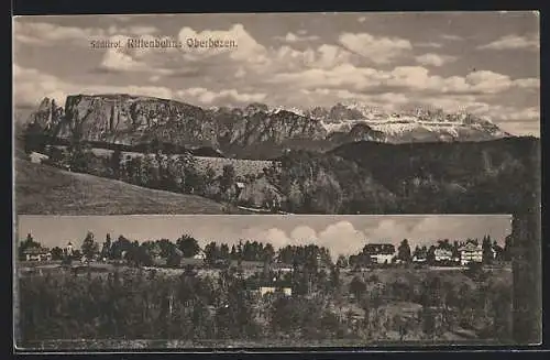 AK Oberbozen /Rittenbahn, Ortsansicht mit Bergpanorama