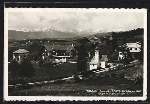 AK Renon, Costalovara sul Renon, Ortsansicht mit Bergkette