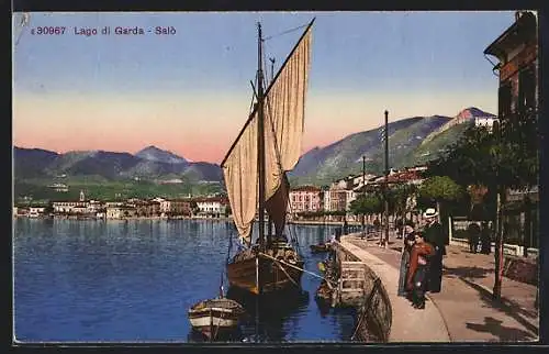 AK Salò /Lago di Garda, Hafen mit Segelboot