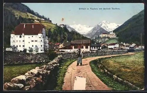 AK Sand, Ansicht mit Schloss Taufers