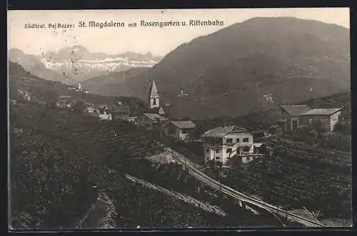 AK St. Magdalena, Teilansicht mit Rosengarten und Rittenbahn