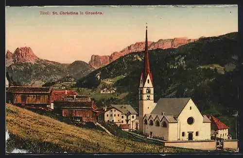 AK St. Christina in Groeden, Ortsansicht mit Kirche