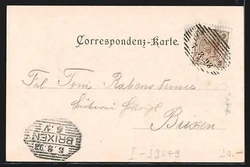 AK Sterzing, Kaiser Franz Josefs-Klamm, Kirche, Wasserfall, Hohe Brücke