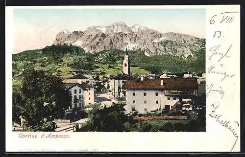 AK Cortina d` Ampezzo, Ortspartie mit Alpenpanorama