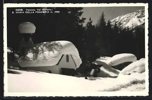 AK St. Maria /Vinschgau, Kirche im Tiefschnee