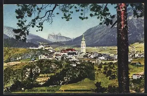 AK Kastelruth, Generalansicht gegen die Geislerspitzen