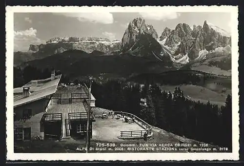 AK Siusi, Alpe de Suisi, Funivia Aerea Ortisei, Ristorante Stazione verso Sassolungo
