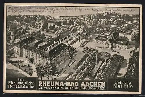 AK Aachen, Rheuma-Bad-Blick auf die musterhaften neuen Kur- und Badeanlagen
