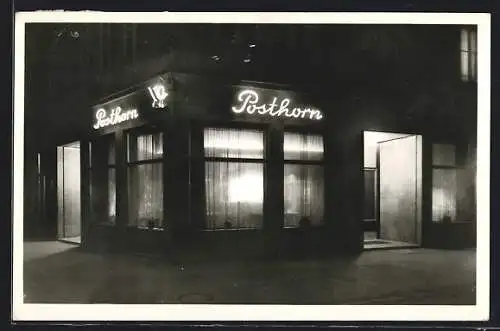 AK Aachen, Restaurant Posthorn bei Nacht