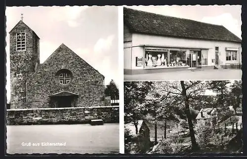 AK Eicherscheid / Eifel, Konsum-Geschäft, Kirche