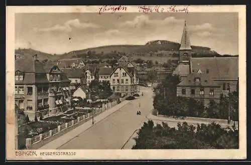 AK Ebingen, Heubergstrasse mit Kirche